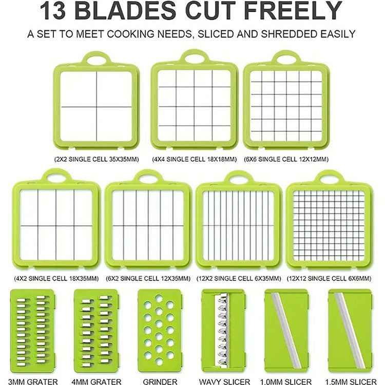 Hachoir Multifonction 12 en 1 - Coupez, Tranchez et râpez en un clin d'œil